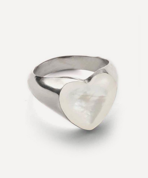 Annika Inez - Sterling Silver Small Mother Of Pearl Gem Heart Ring image number null