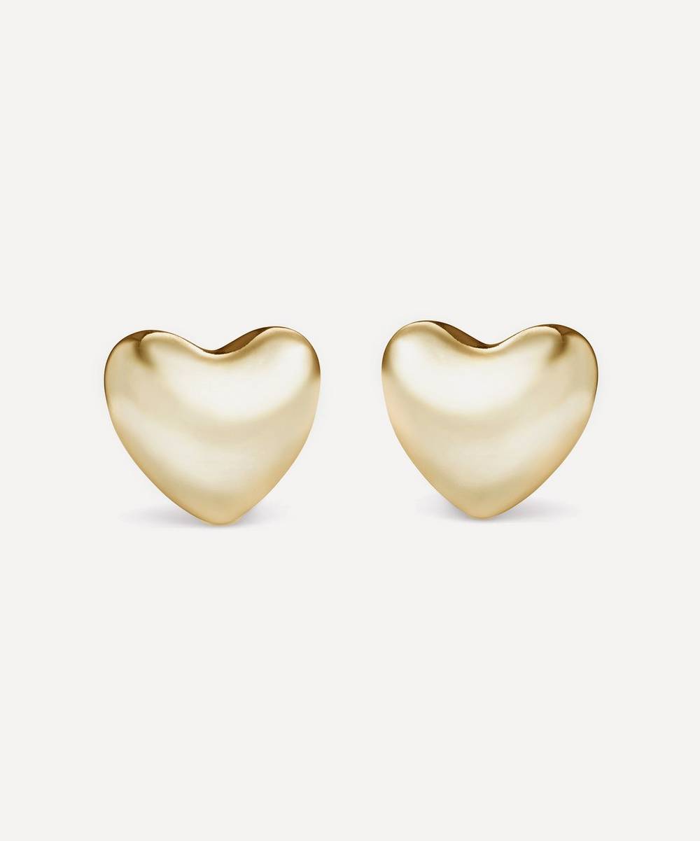 Annika Inez - 14ct Gold-Plated Voluptuous Heart Stud Earrings