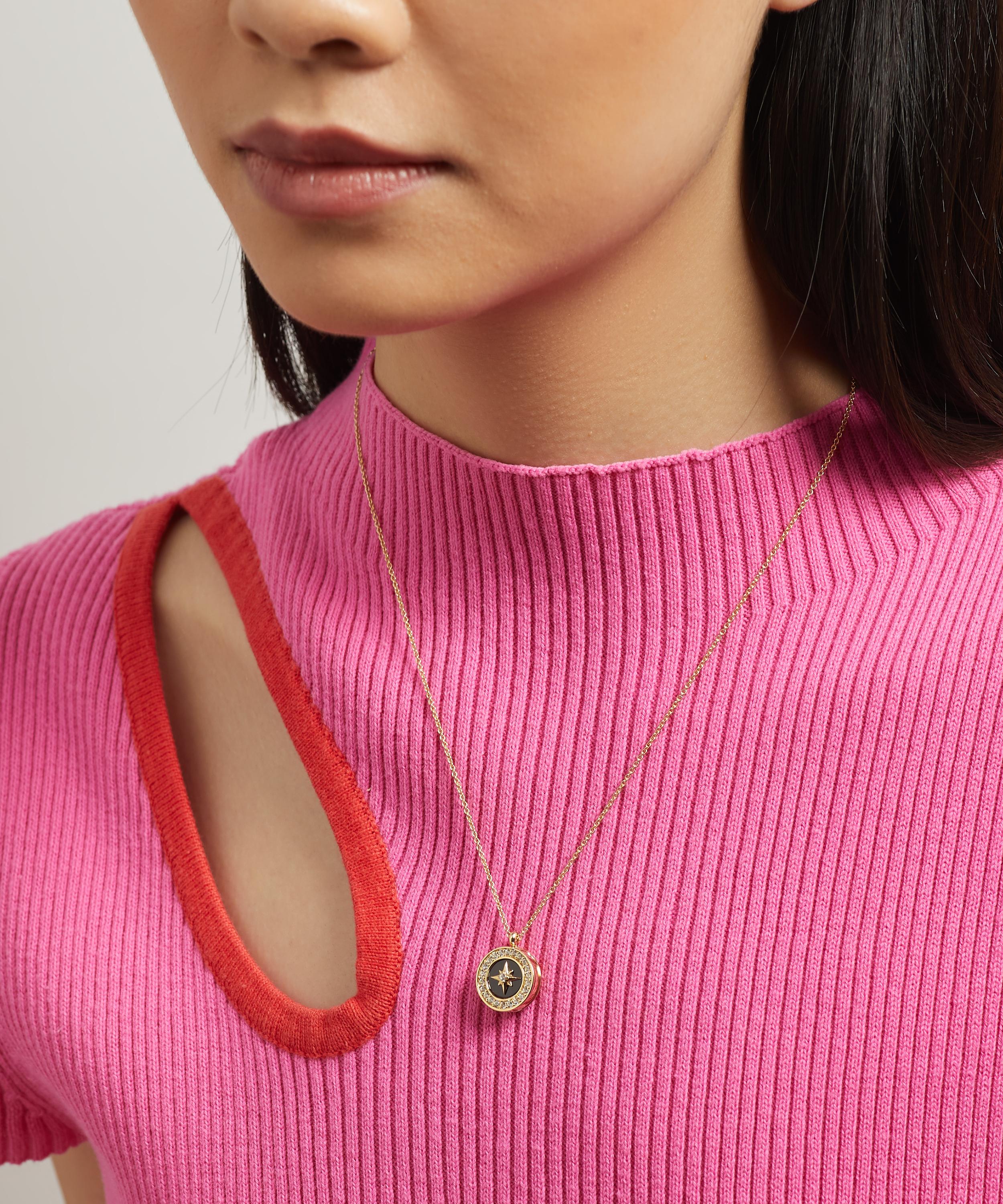 Astley Clarke - Gold Plated Vermeil Silver Small Polaris Black Onyx Locket Necklace image number 1