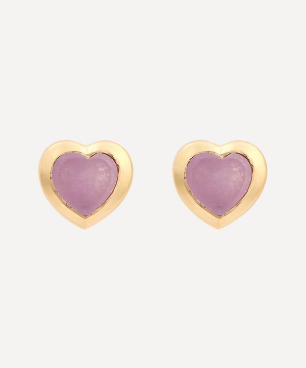Missoma - 18ct Gold Plated Vermeil Silver Jelly Heart Purple Quartz Stud Earrings