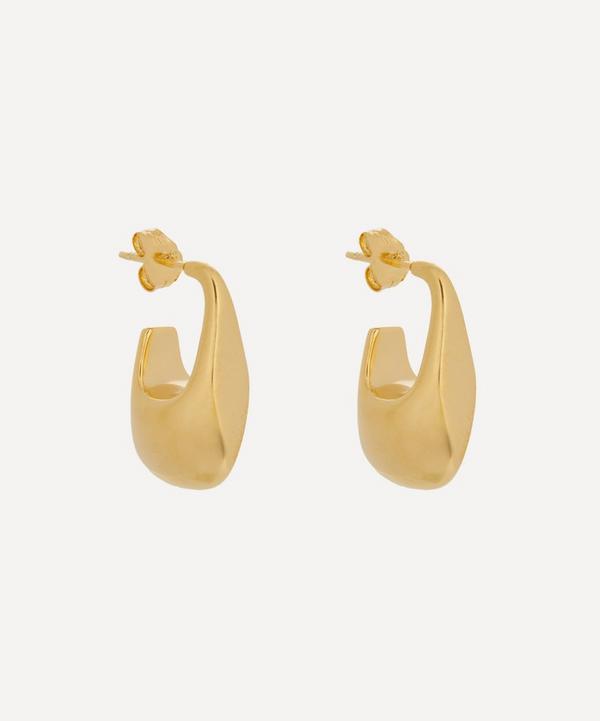By Pariah - 14ct Gold Plated Vermeil Silver Bell Hoop Earrings image number null