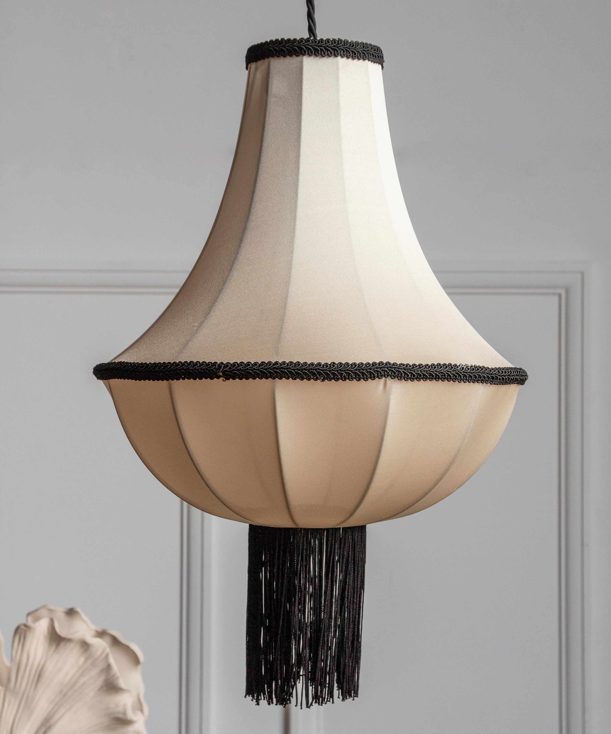 Rockett St George - Cream and Black Lantern Ceiling Light With Tassels image number 1