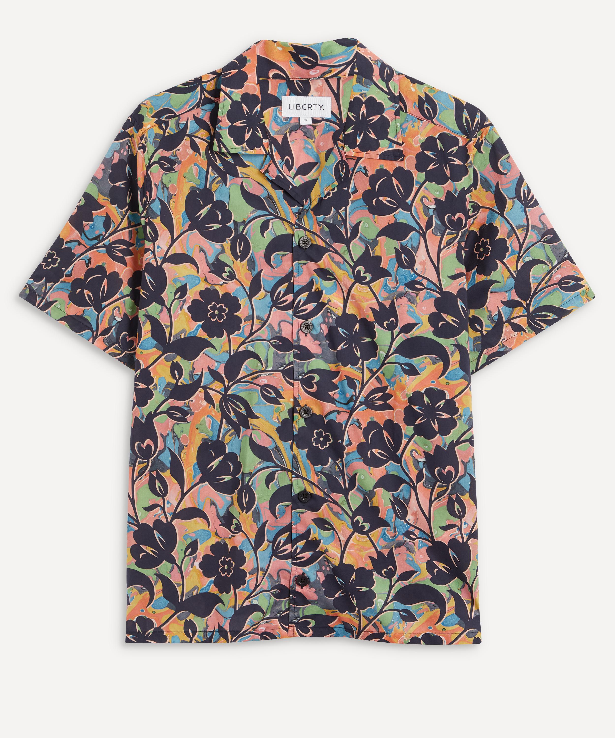 Liberty - Floral Marble Cotton Cuban Collar Casual Shirt image number 0