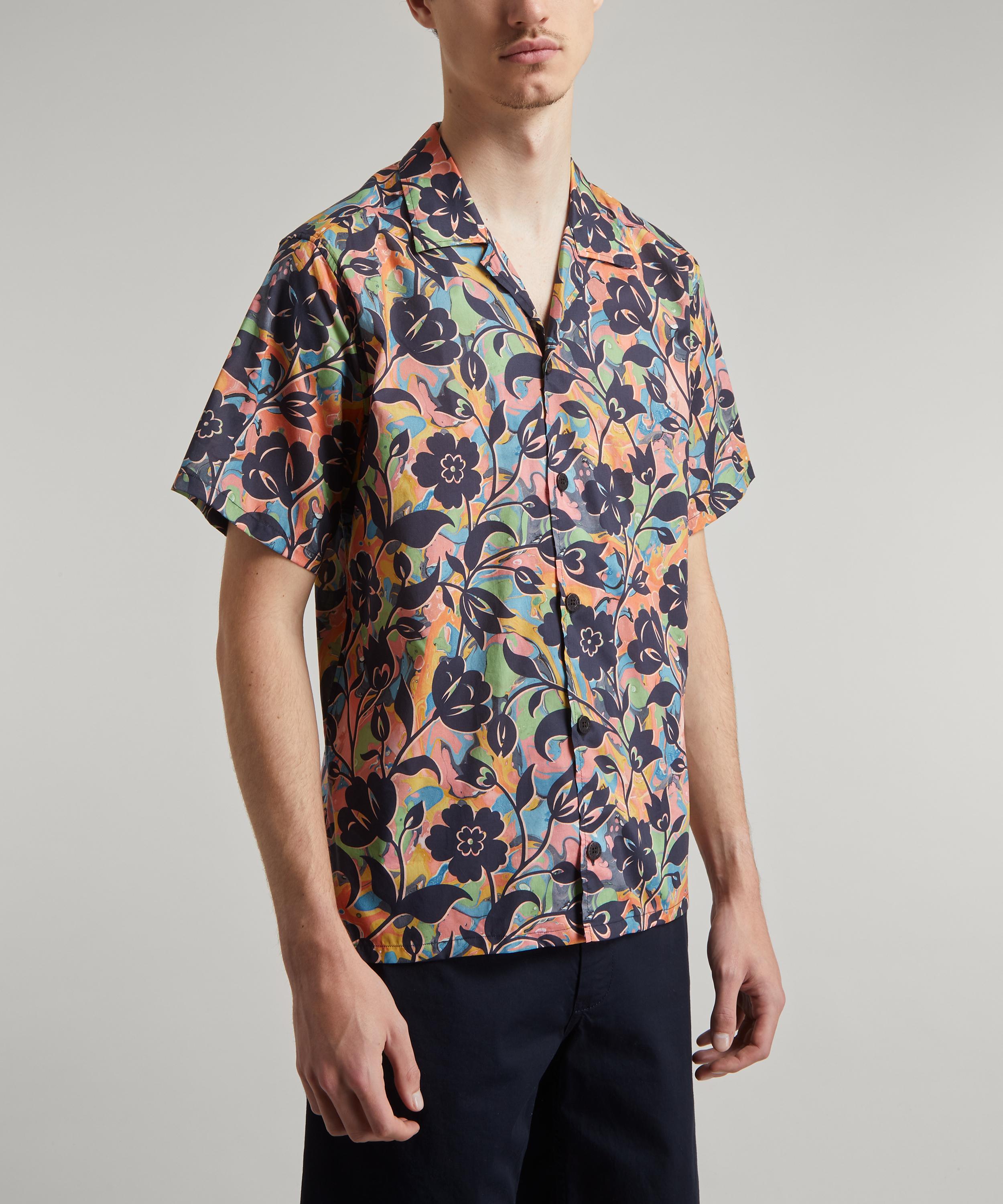 Liberty - Floral Marble Cotton Cuban Collar Casual Shirt image number 3