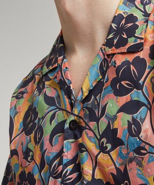 Liberty - Floral Marble Cotton Cuban Collar Casual Shirt image number 5