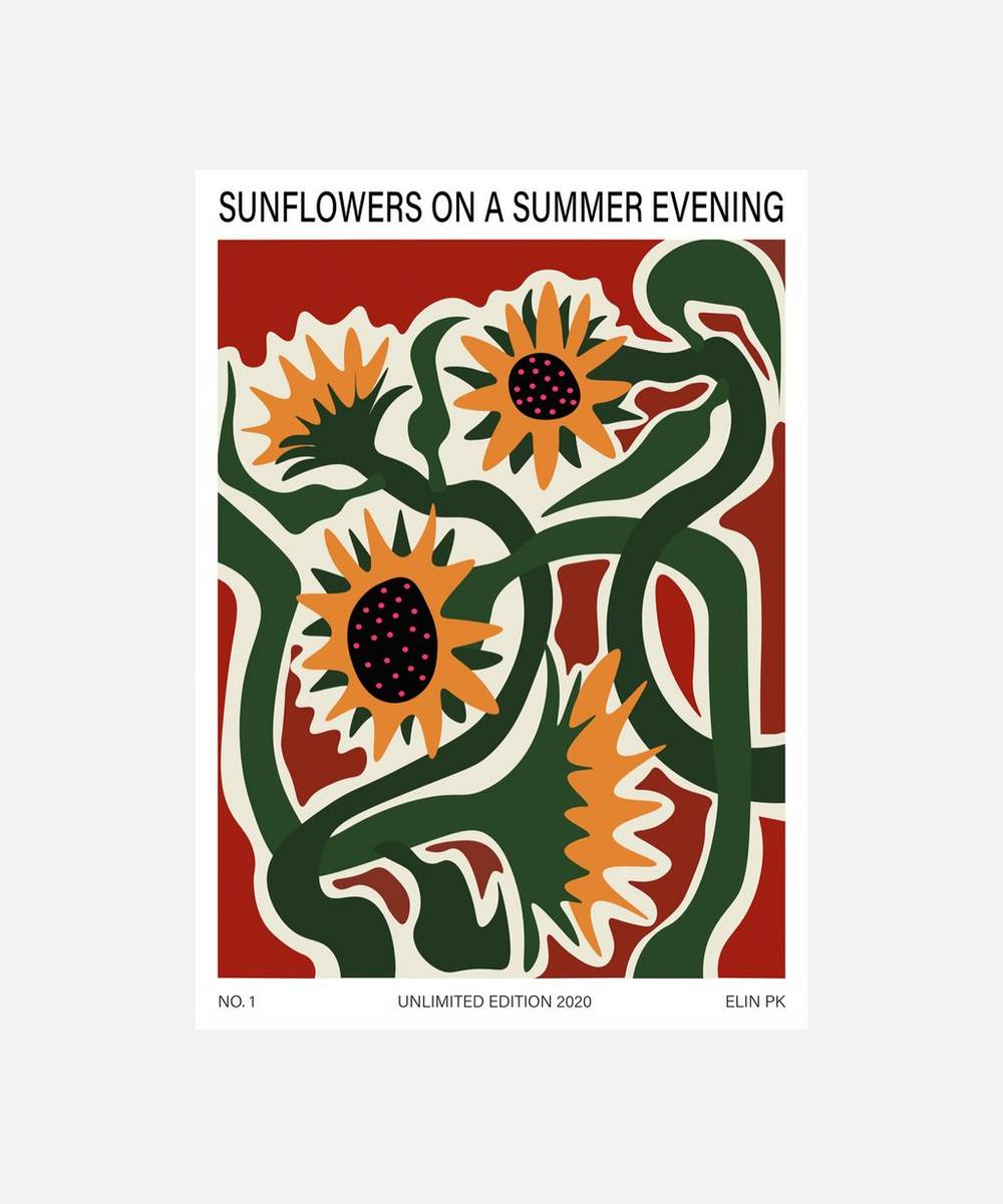 Elin PK - Sunflowers On A Summer Evening Unframed Print 50x70