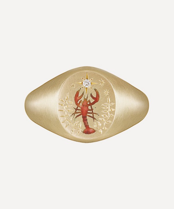 Cece Jewellery - 18ct Gold Lobster Diamond Signet Ring image number null