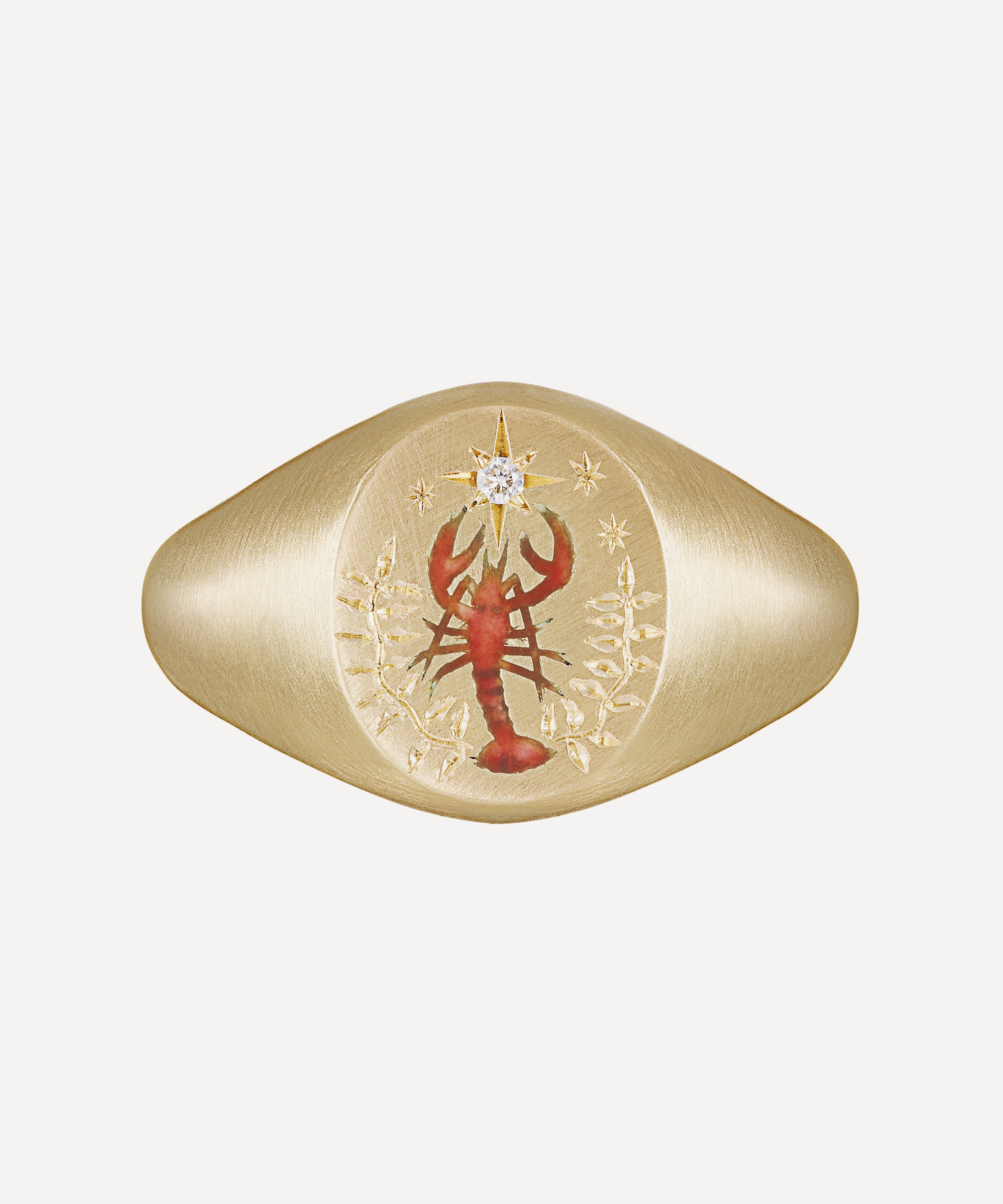 Cece Jewellery - 18ct Gold Lobster Diamond Signet Ring