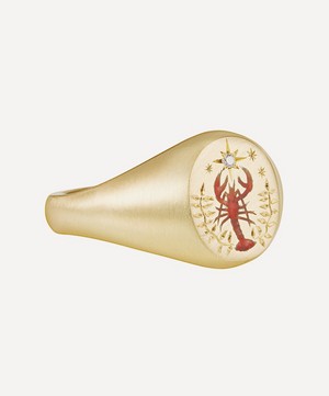 Cece Jewellery - 18ct Gold Lobster Diamond Signet Ring image number 2