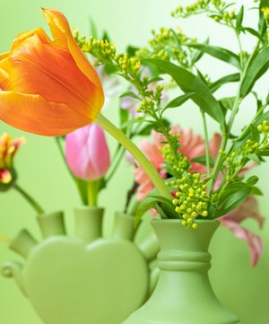 Heinen Delfts Blauw - KLEI Heart Tulip Vase Green image number 1