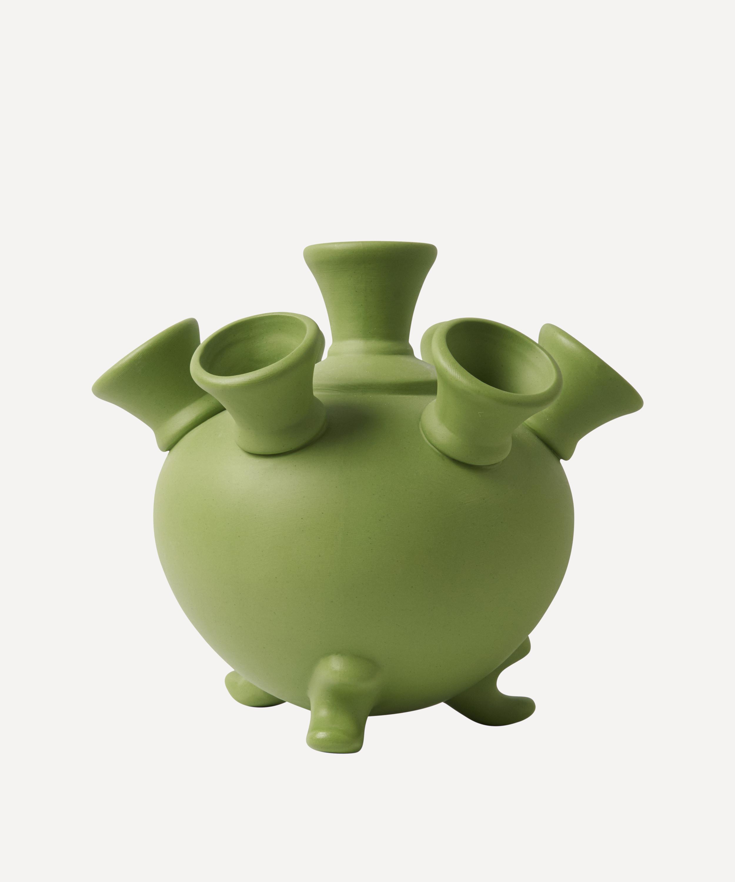Heinen Delfts Blauw - KLEI Large Tulip Vase on Legs Green image number 0