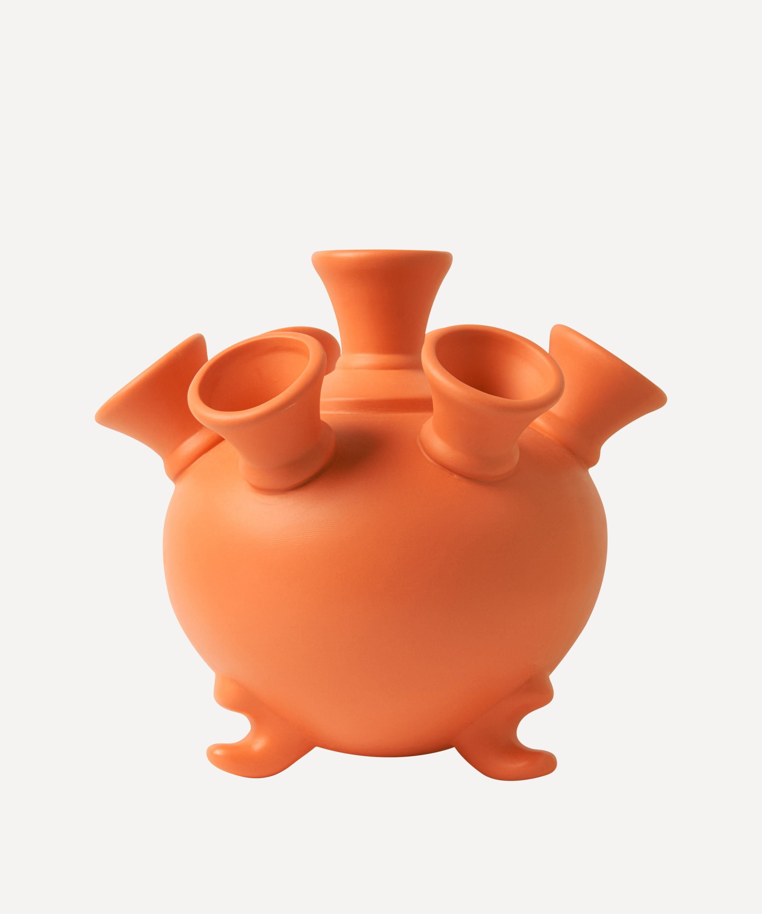 Heinen Delfts Blauw - KLEI Large Tulip Vase on Legs Orange image number 0