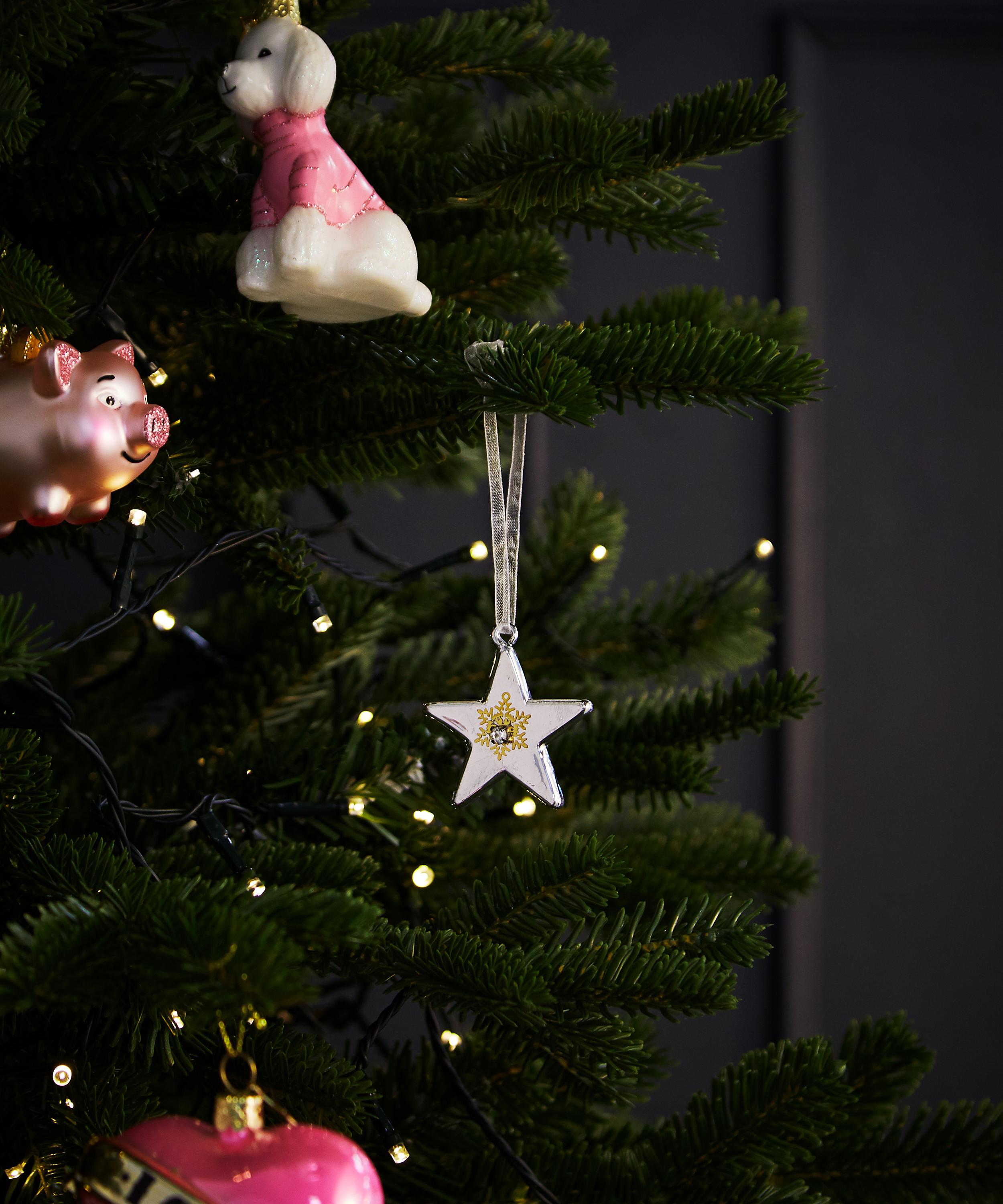 Christmas - Silver Glass Star Tree Ornament image number 1