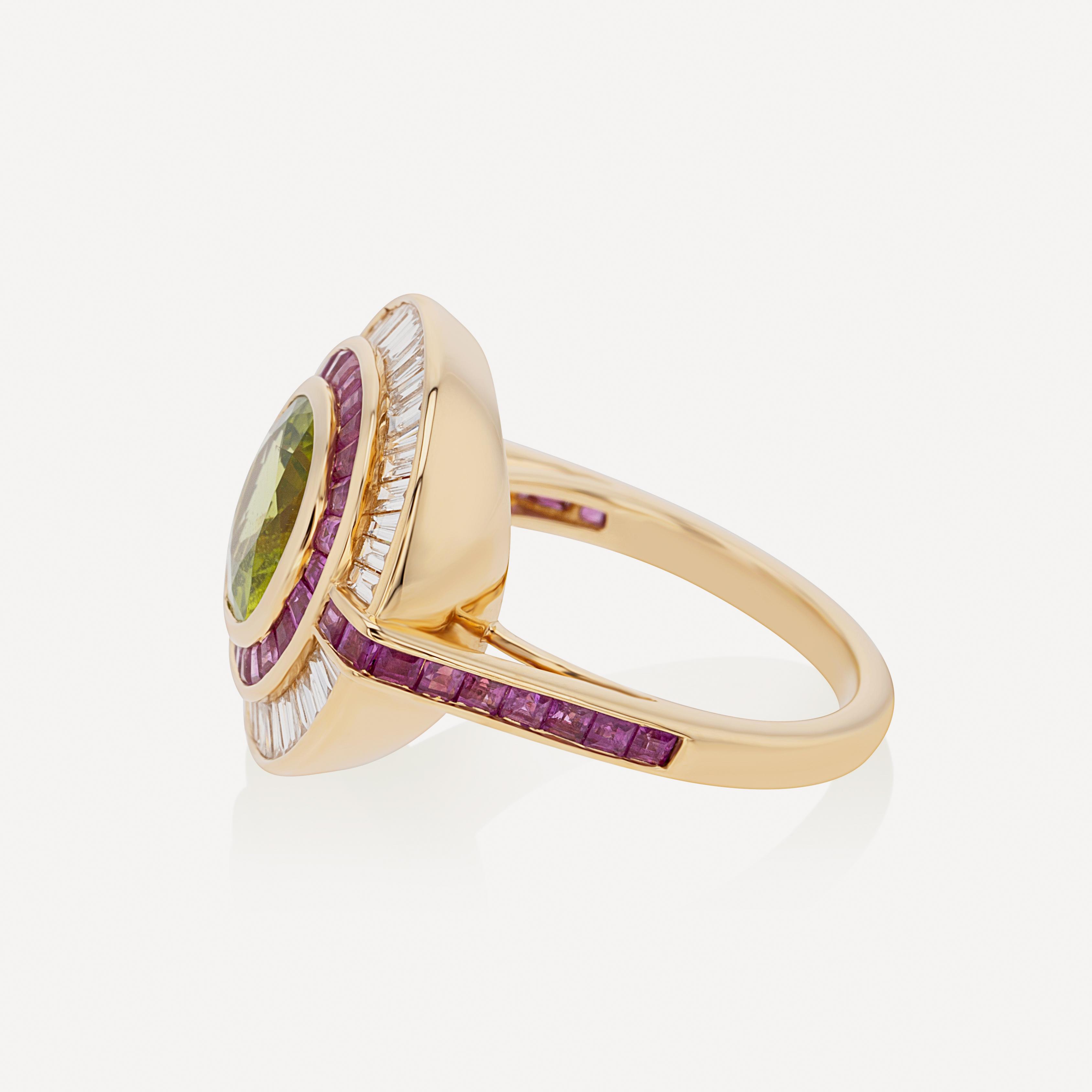Annoushka - 18ct Gold One-of-a-Kind Peridot and Diamond Ring image number 2