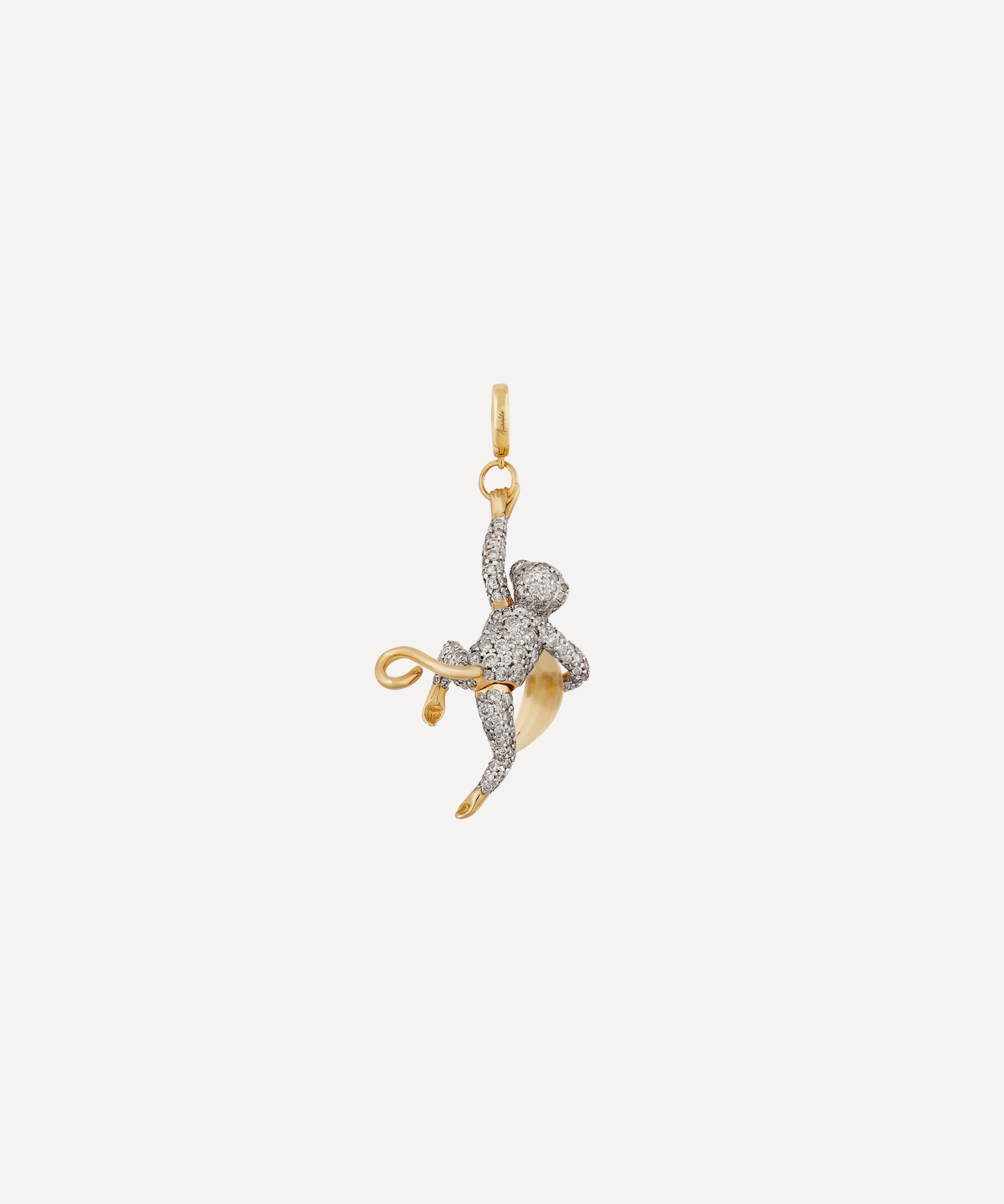 Annoushka - 18ct Gold Mythology Diamond African Monkey Pendant Charm image number 1