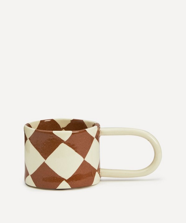 Henry Holland Studio - Brown and White Checkerboard Loopy Mug image number null
