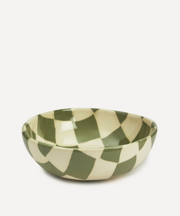 Henry Holland Studio - Green and White Small Checkerboard Bowl image number null