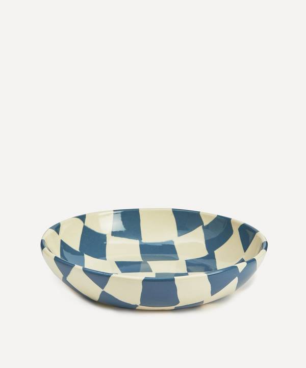 Henry Holland Studio - Blue and White Checkerboard Pasta Bowl image number 0