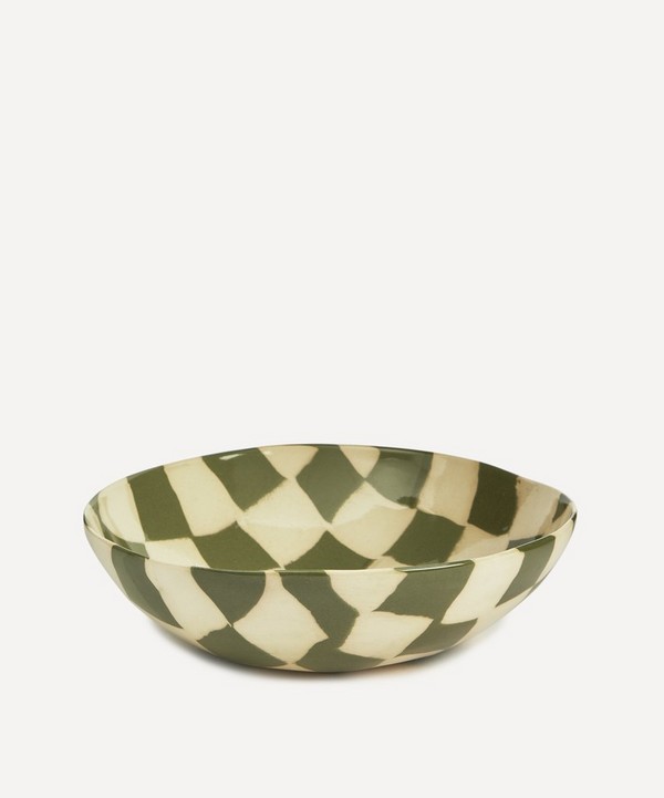 Henry Holland Studio - Green and White Checkerboard Salad Bowl image number null