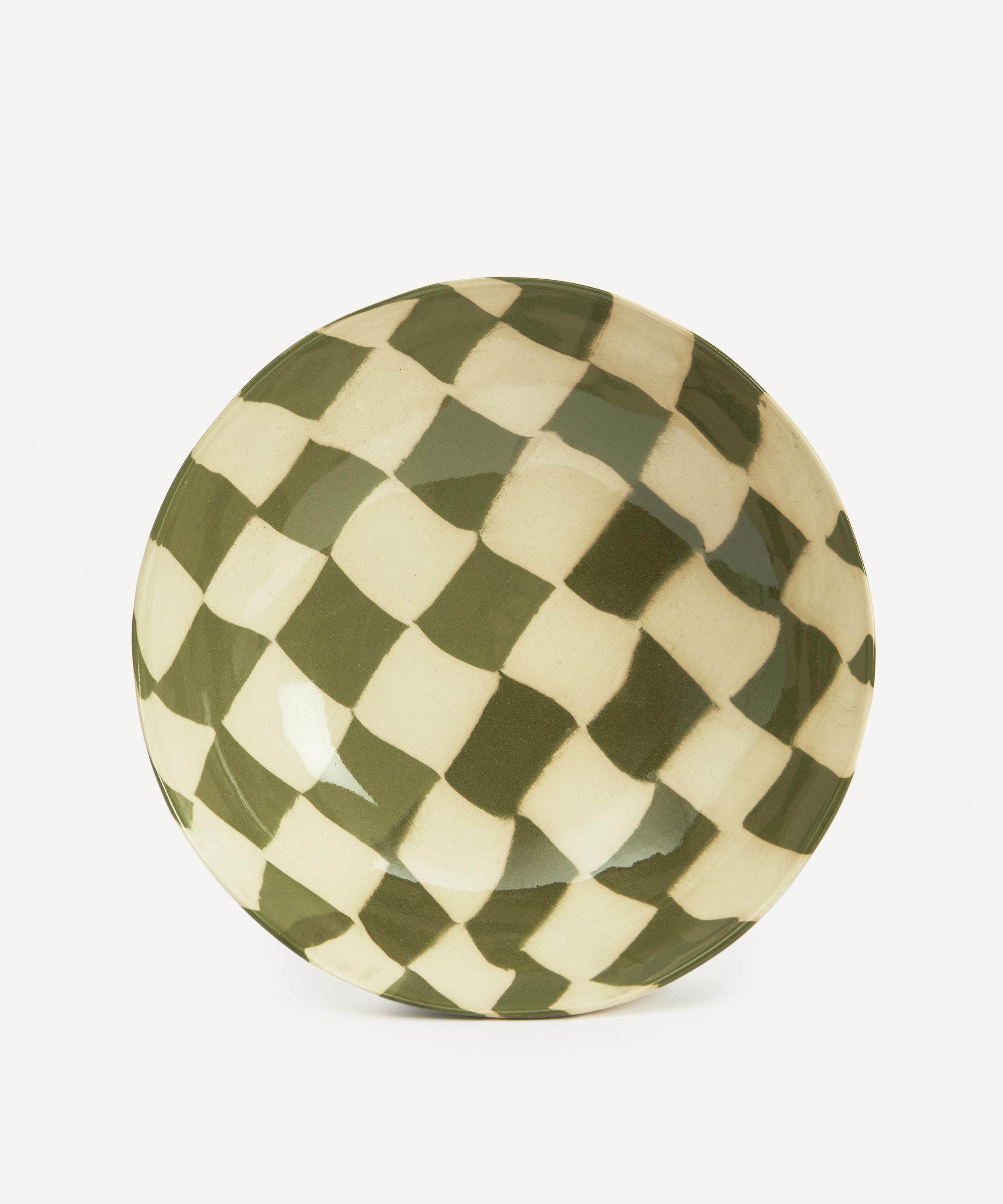Henry Holland Studio - Green and White Checkerboard Salad Bowl image number 1
