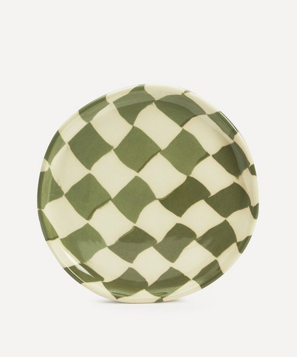 Henry Holland Studio - Green and White Checkerboard Side Plate image number null