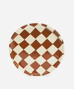 Brown and White Checkerboard Side Plate