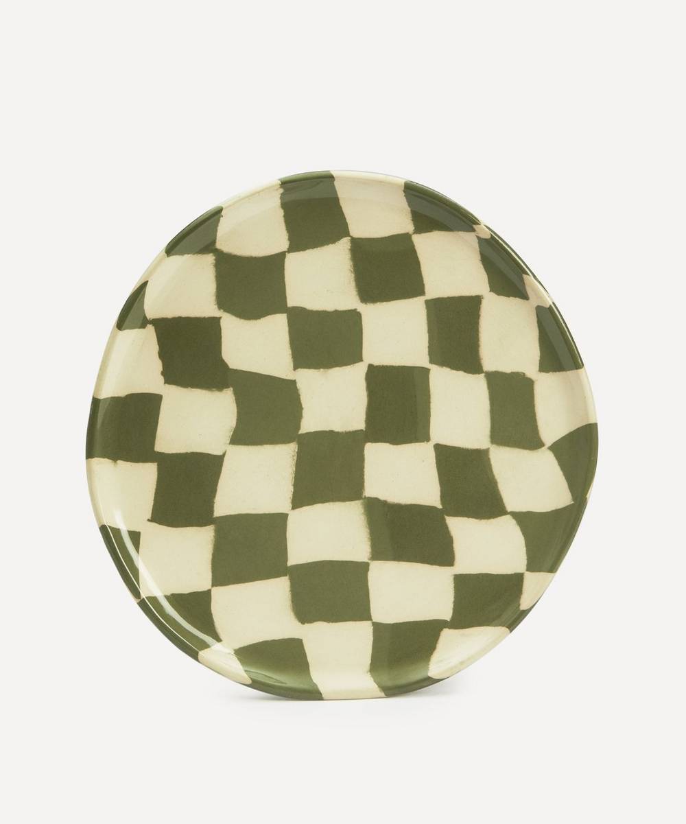 Henry Holland Studio - Green and White Checkerboard Dinner Plate