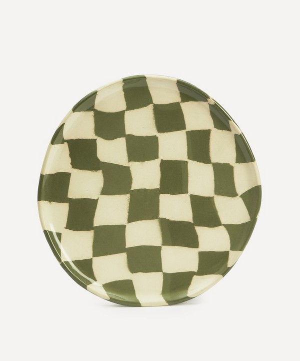 Henry Holland Studio - Green and White Checkerboard Dinner Plate image number null