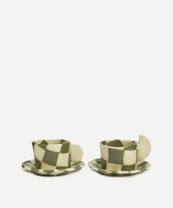 Henry Holland Studio - Green and White Checkerboard Tea Cup Set image number null