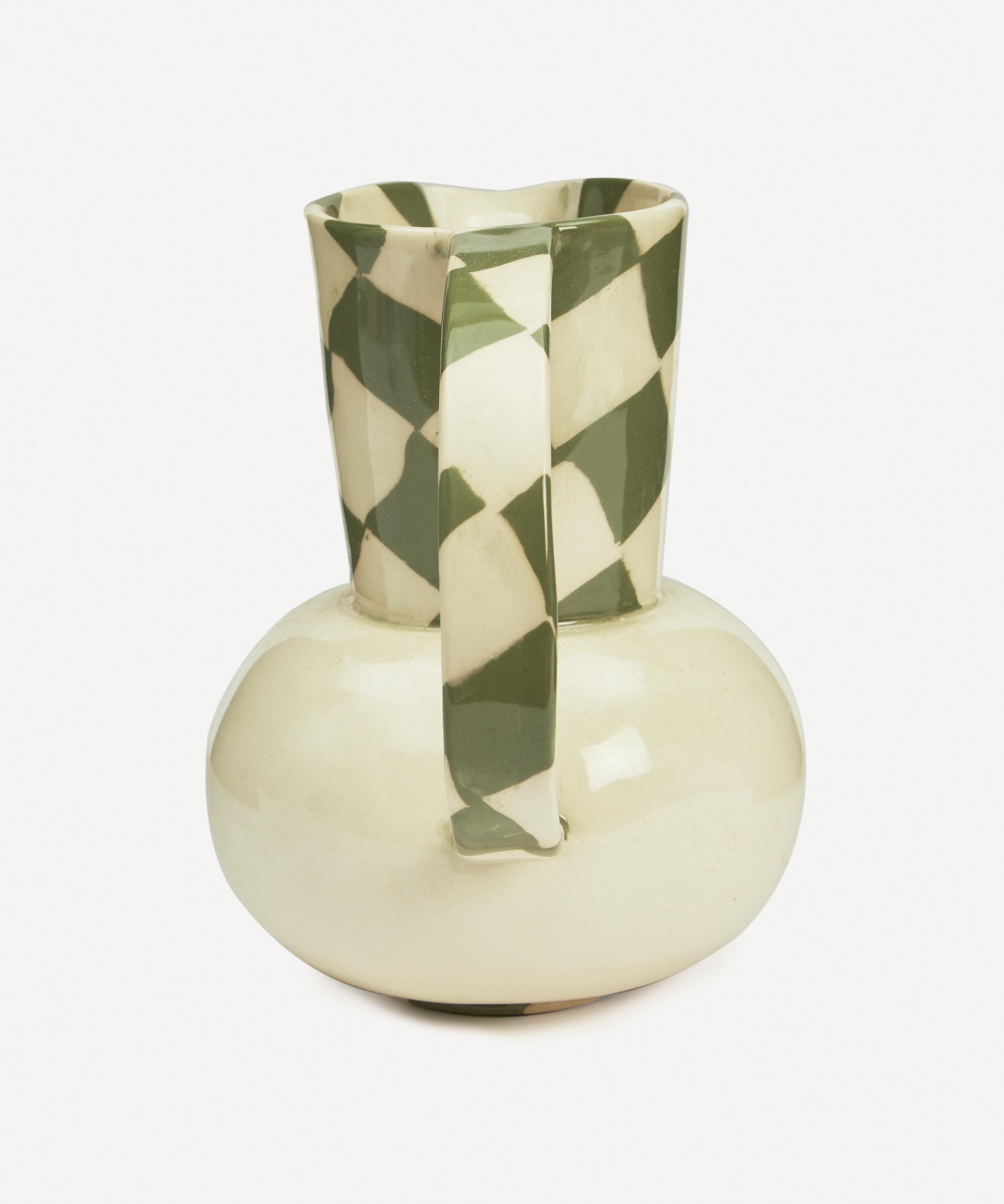 Henry Holland Studio - Green and White Small Checkerboard Water Jug image number 1