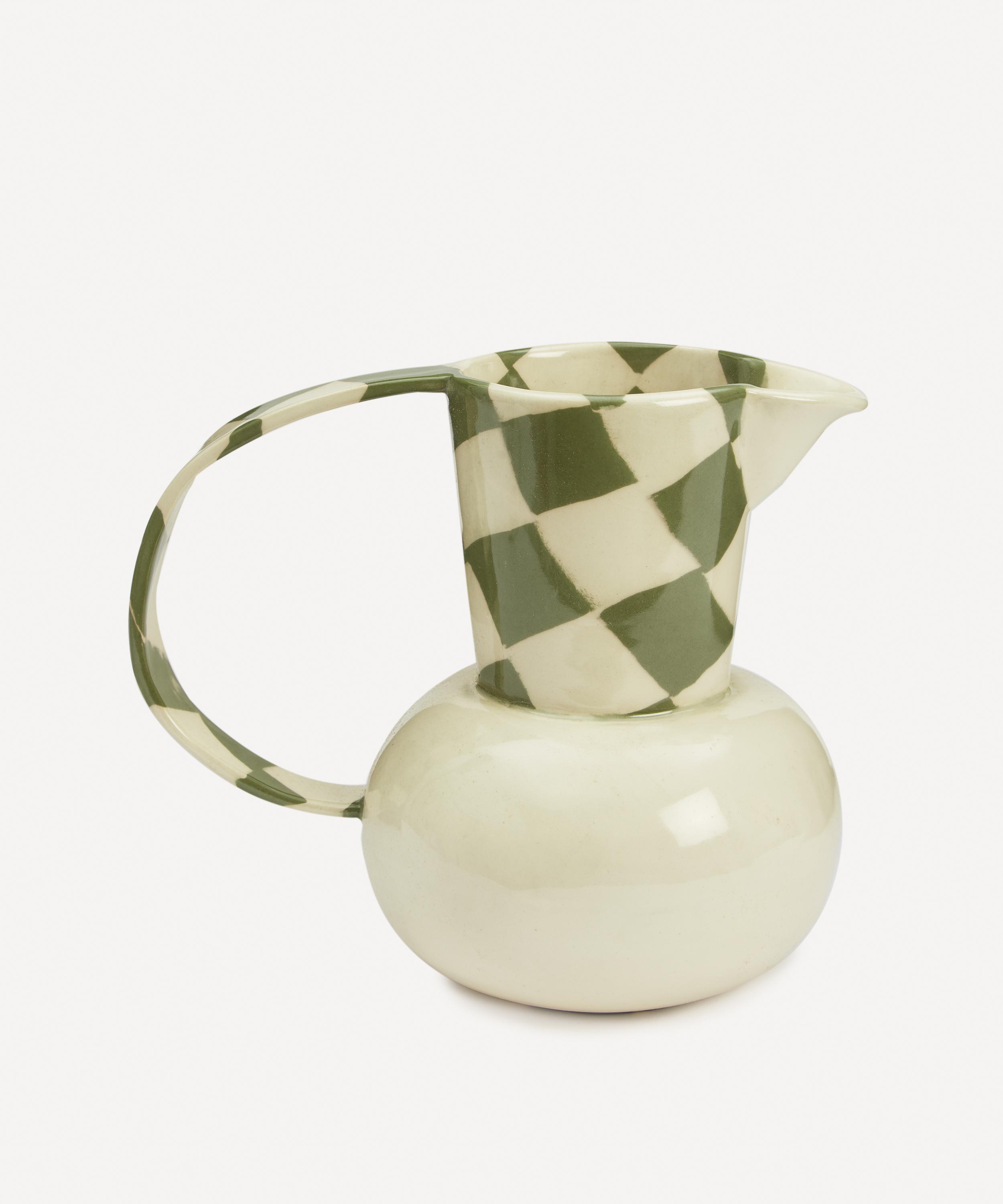 Henry Holland Studio - Green and White Small Checkerboard Water Jug image number 2