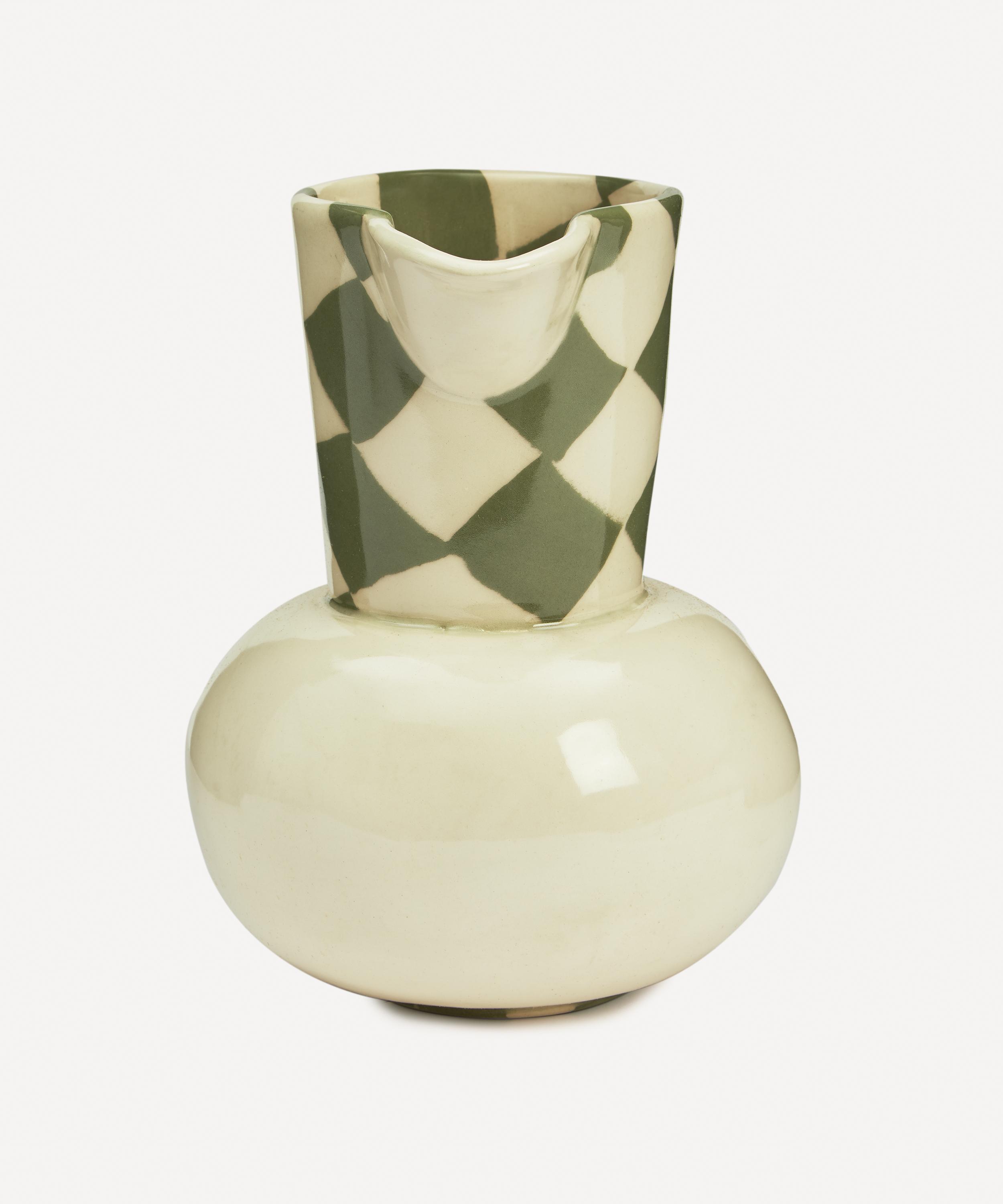 Henry Holland Studio - Green and White Small Checkerboard Water Jug image number 3