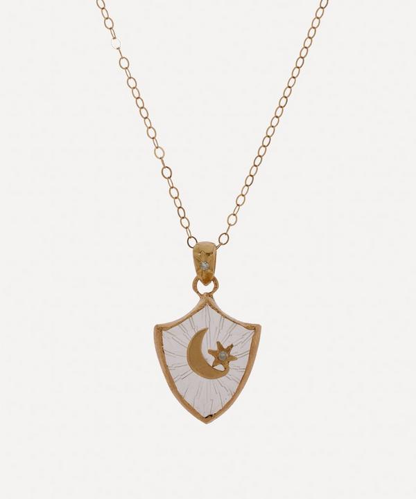 Acanthus - 14ct Gold Small Shield Amulet Pendant Necklace image number null