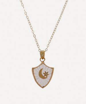 Acanthus - 14ct Gold Small Shield Amulet Pendant Necklace image number 0