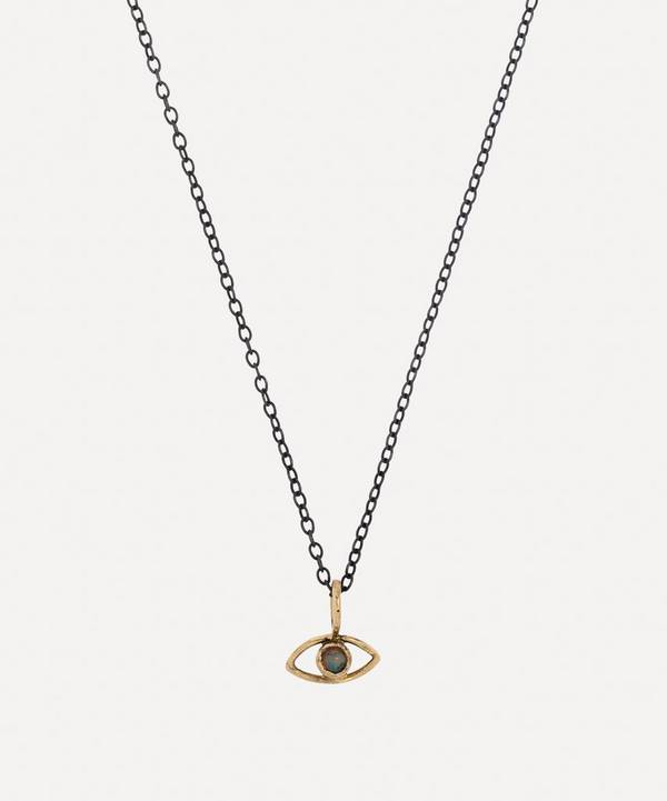 Acanthus - Oxidised Silver Opal Eye Amulet Charm Pendant Necklace