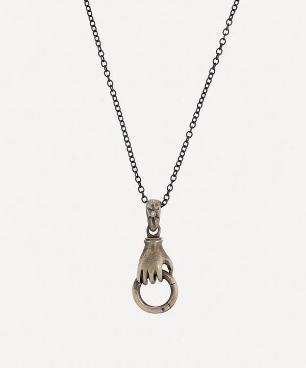 Acanthus - Oxidised Silver Single Hand Charm Holder Chain Necklace