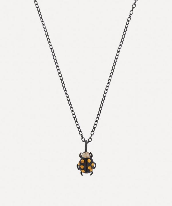 Acanthus - Oxidised Silver Lady Bug Pendant Necklace