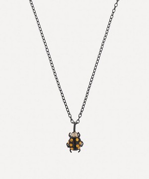 Acanthus - Oxidised Silver Lady Bug Pendant Necklace image number 0