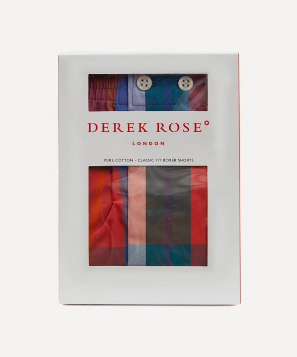 Derek Rose - Bright Check Classic Fit Cotton Boxer Shorts image number null