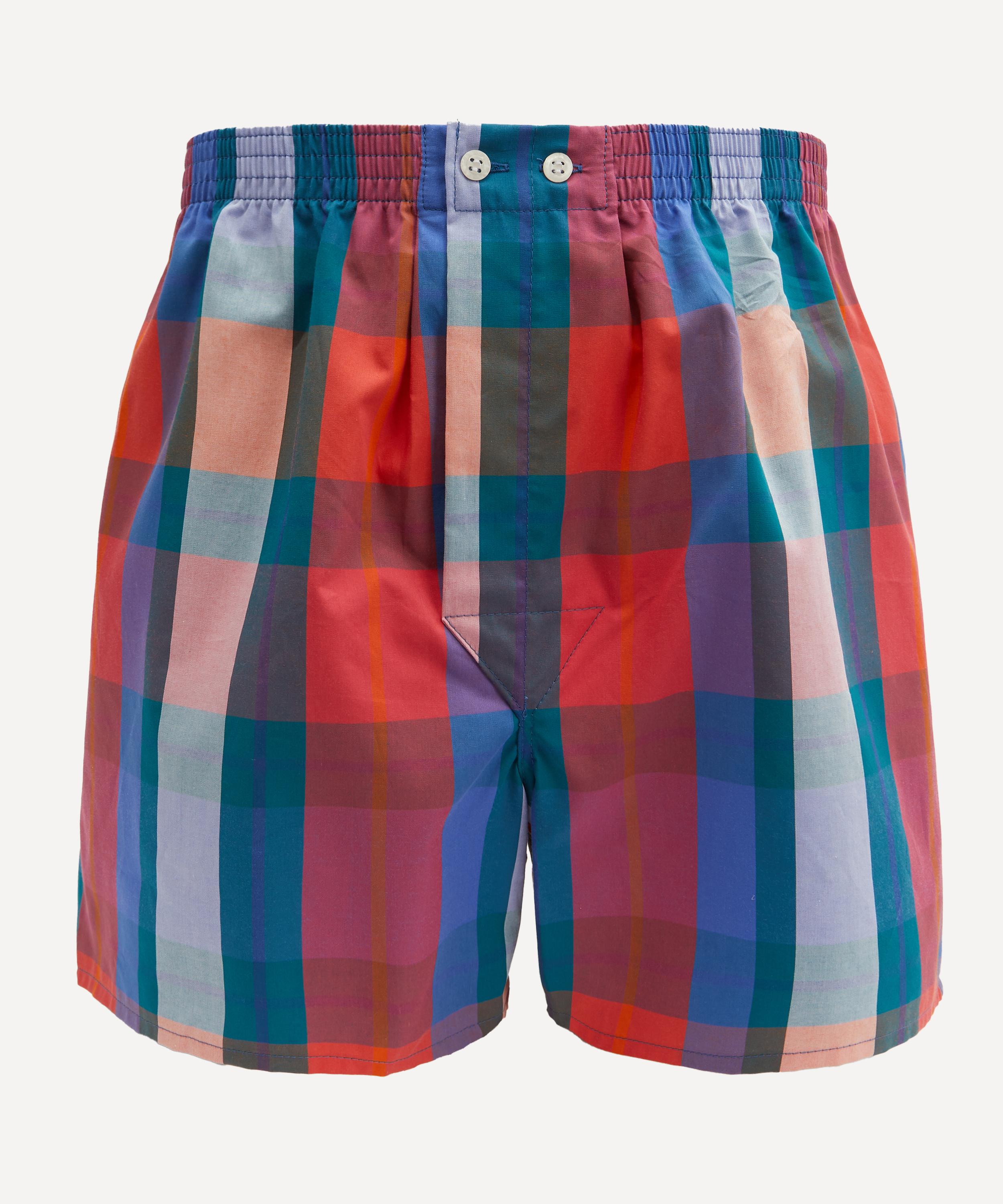 Derek Rose Classic Fit Cotton Boxer Shorts Blue at