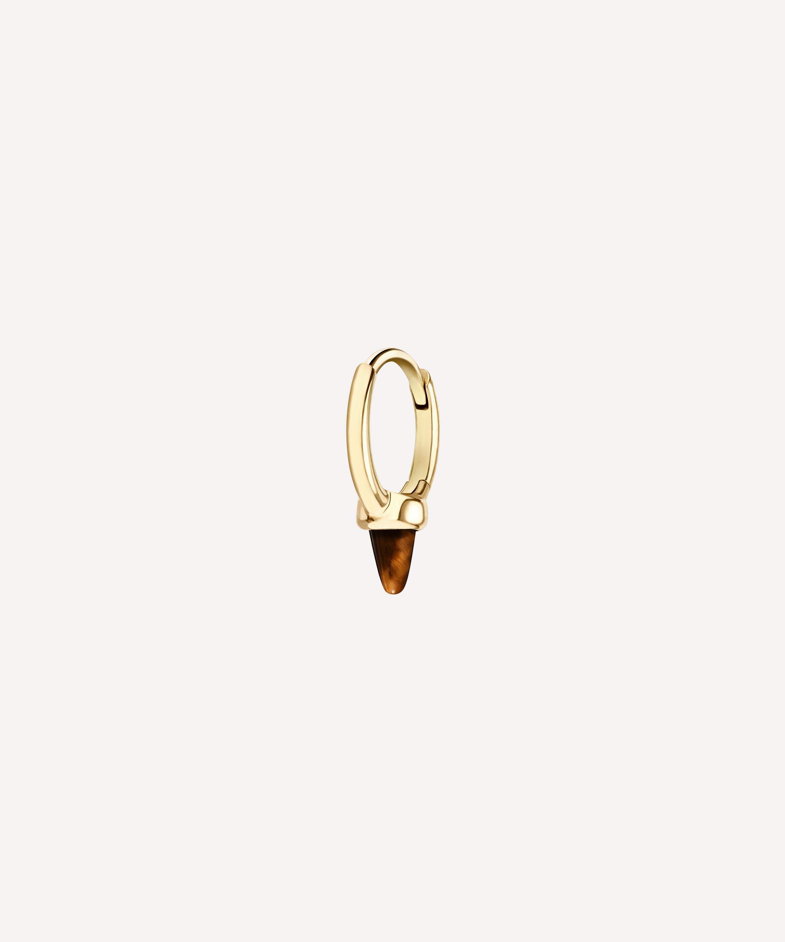 Maria Tash - 14ct 6.5mm Tiger's Eye Single Short Spike Hoop Earring image number 0