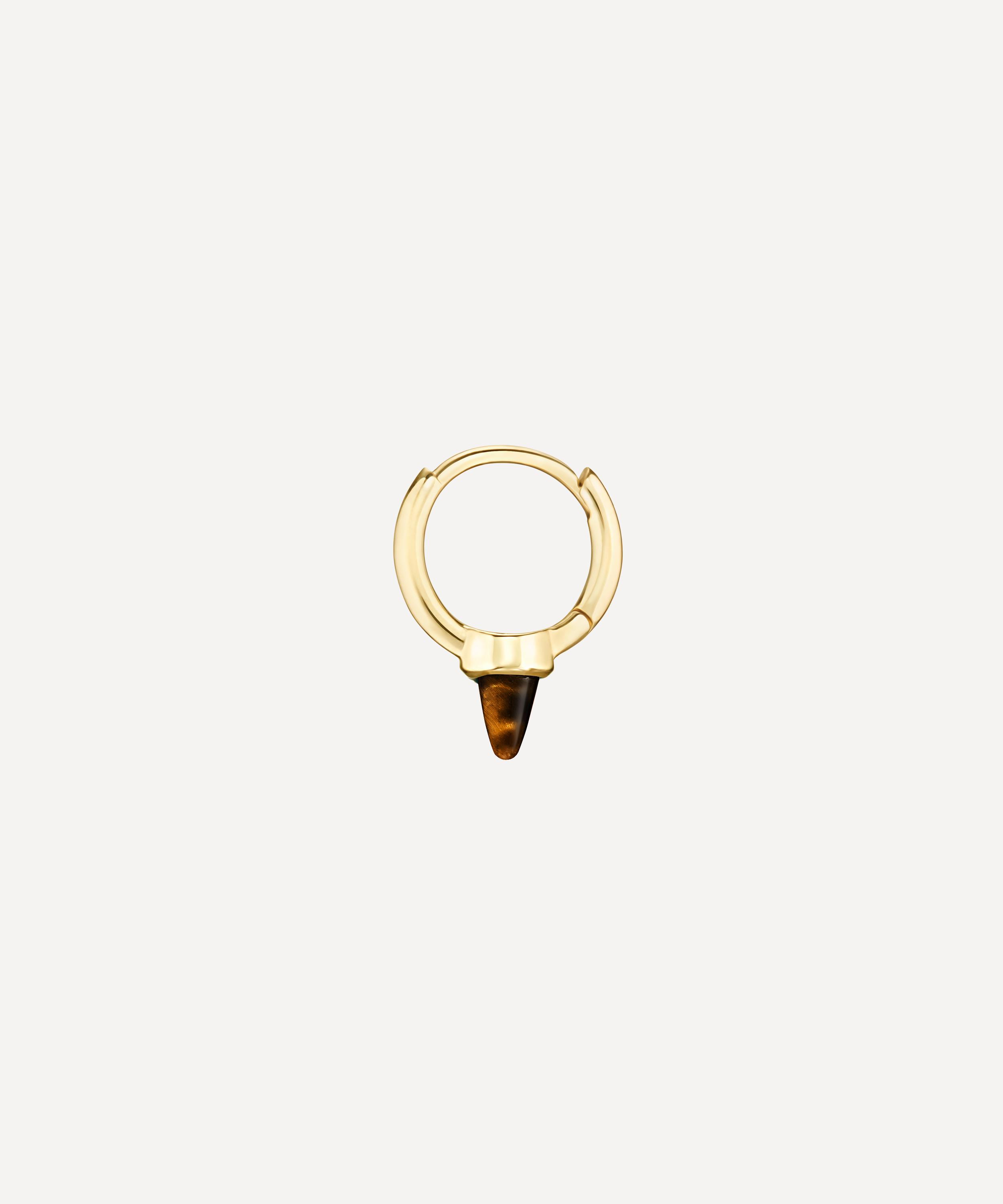 Maria Tash - 14ct 6.5mm Tiger's Eye Single Short Spike Hoop Earring image number 1