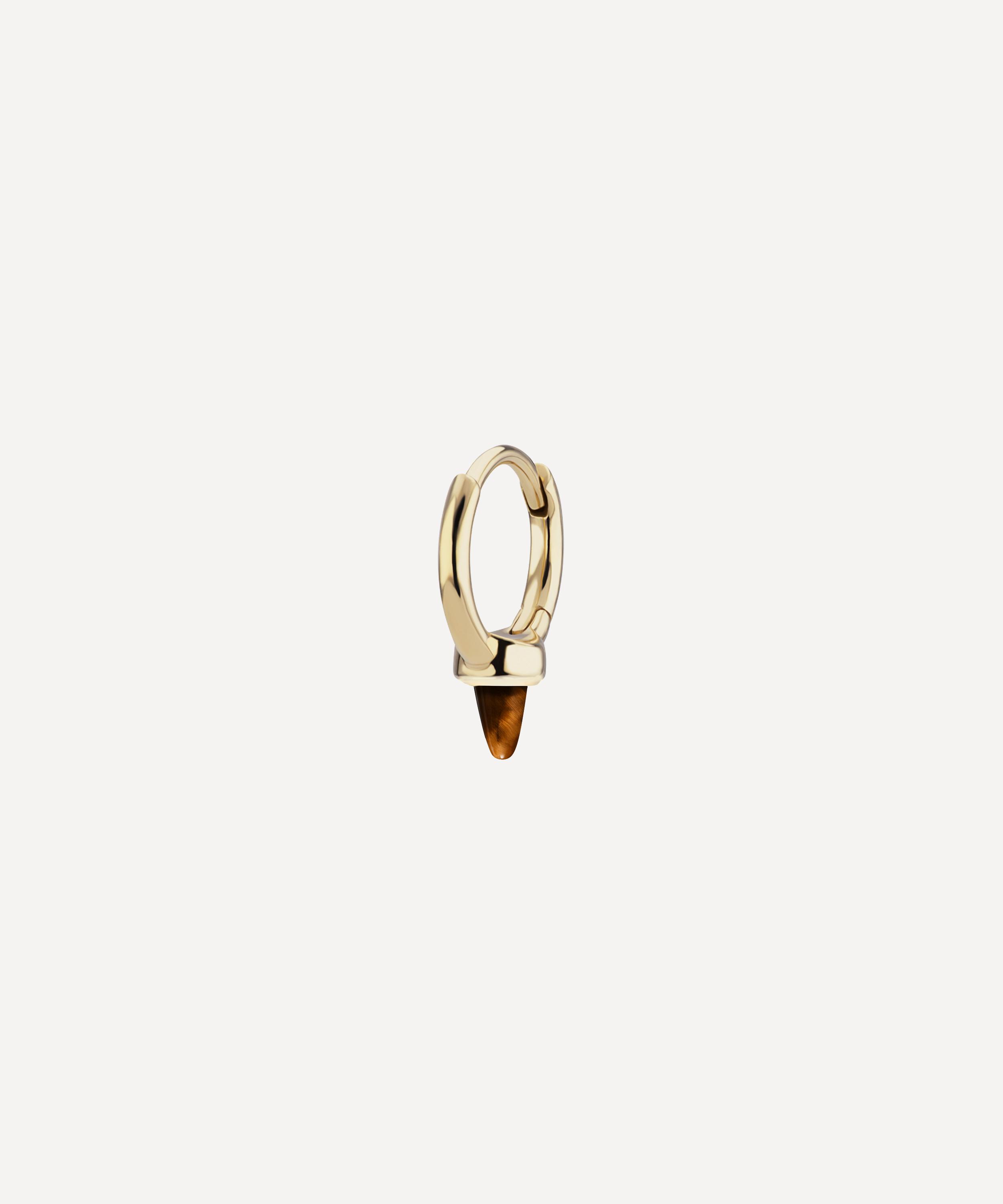 Maria Tash - 14ct 8mm Tiger's Eye Single Short Spike Hoop Earring image number 0