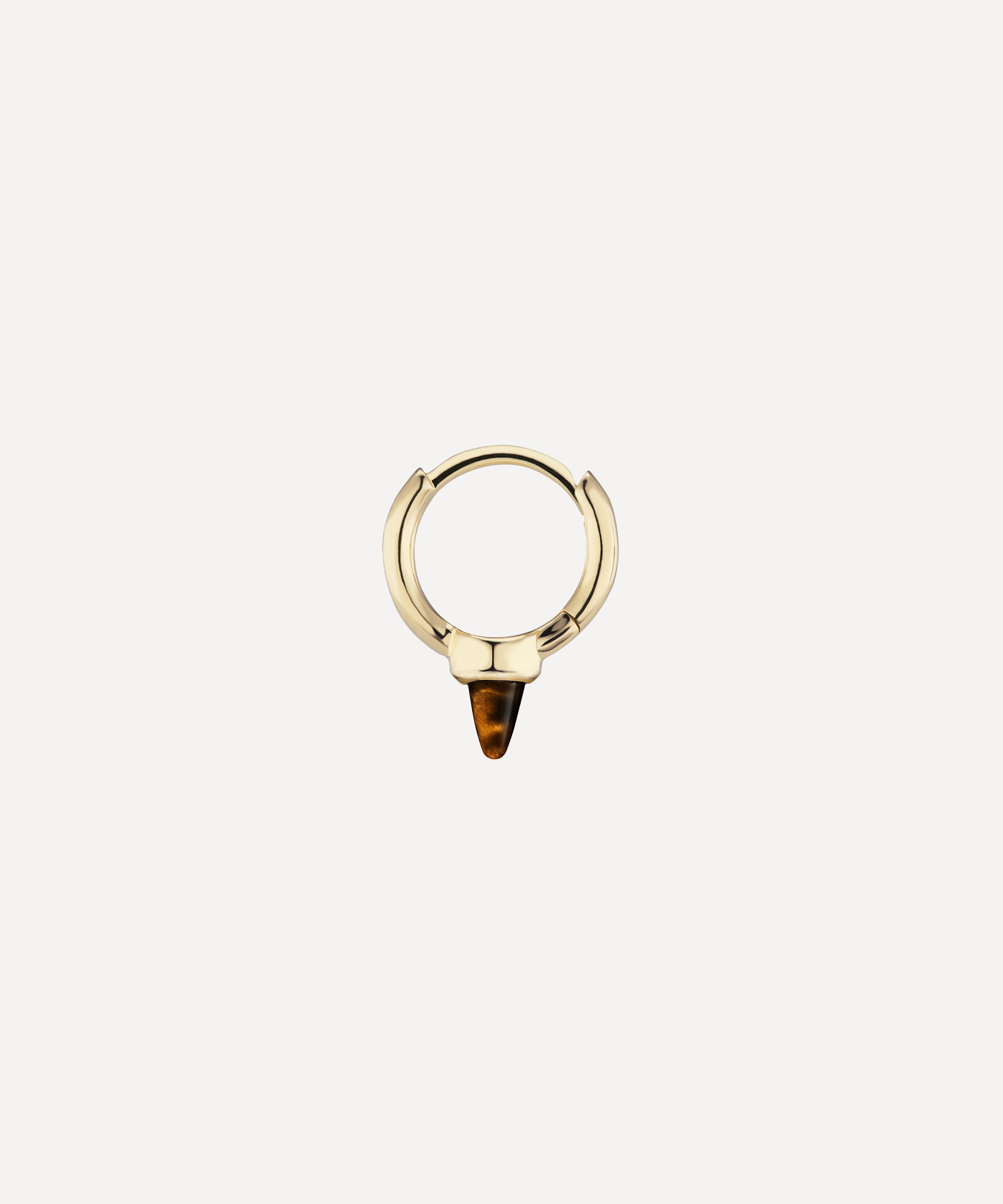 Maria Tash - 14ct 8mm Tiger's Eye Single Short Spike Hoop Earring image number 1