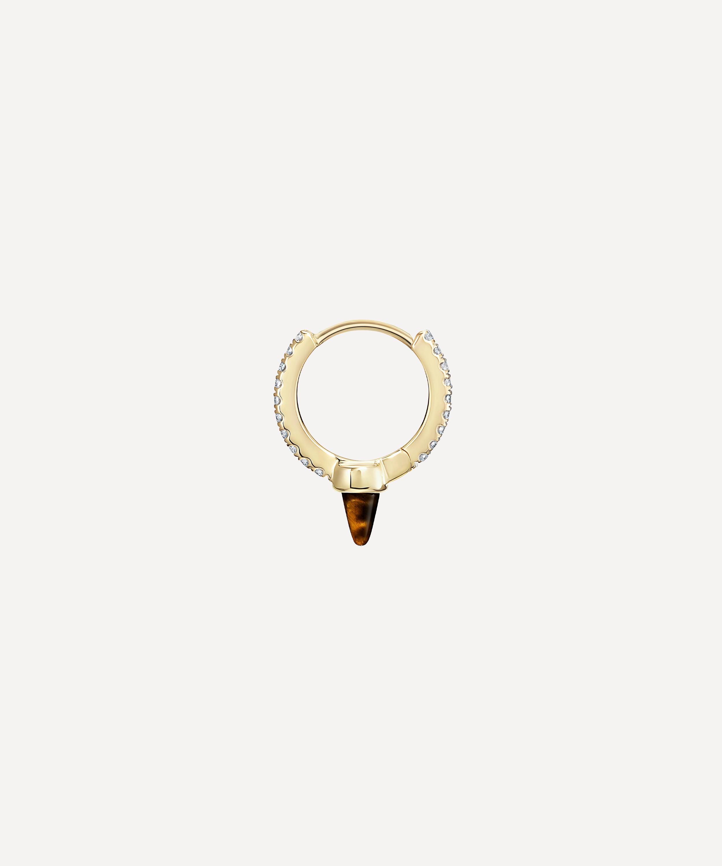 Maria Tash - 18ct 6.5mm Tiger's Eye Short Spike Diamond Eternity Hoop Earring image number 1