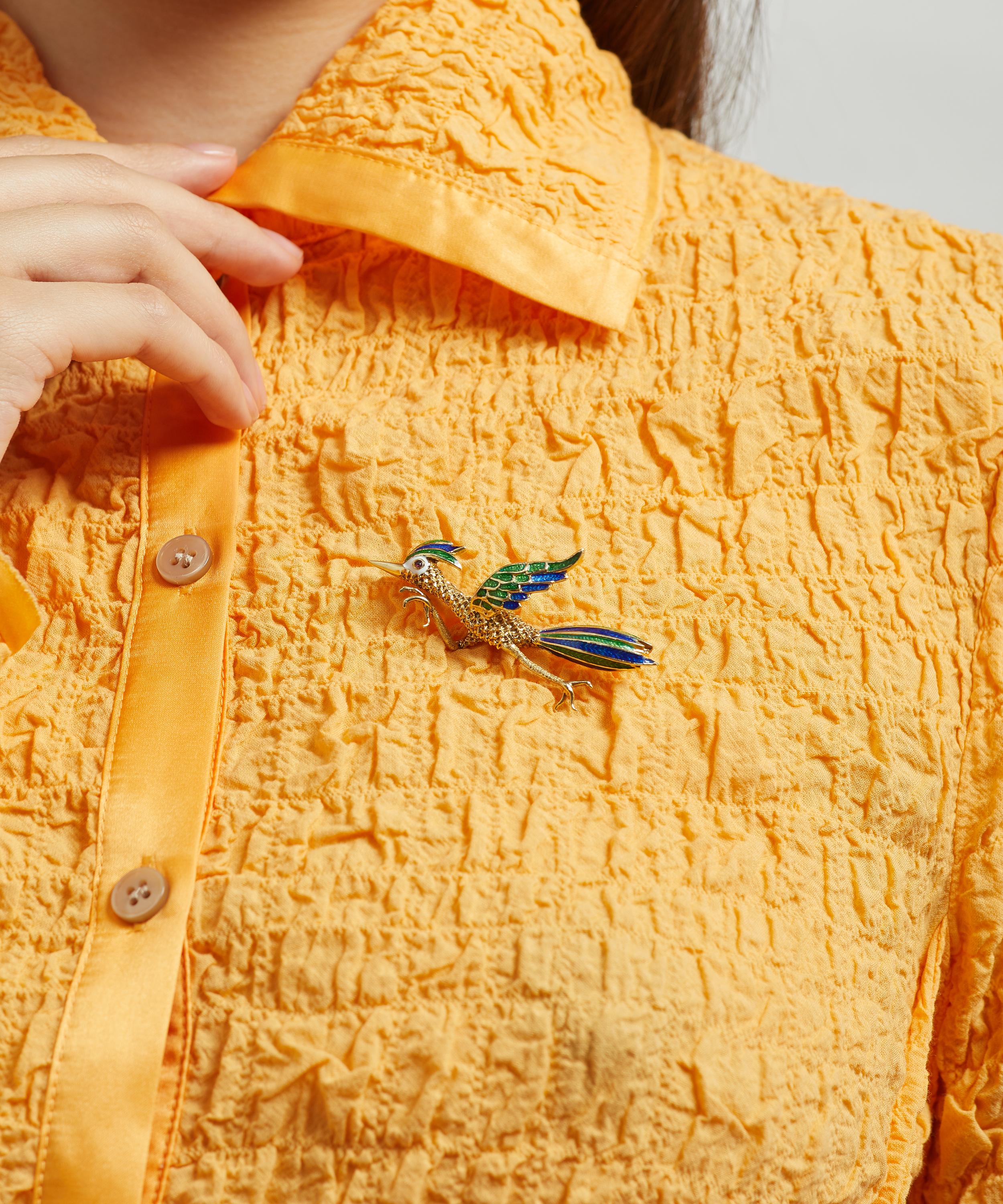 Kojis - 14ct Gold Enamel Roadrunner Brooch image number 1