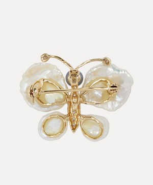 Kojis - 14ct Gold Vintage Pearl Butterfly Brooch image number 3