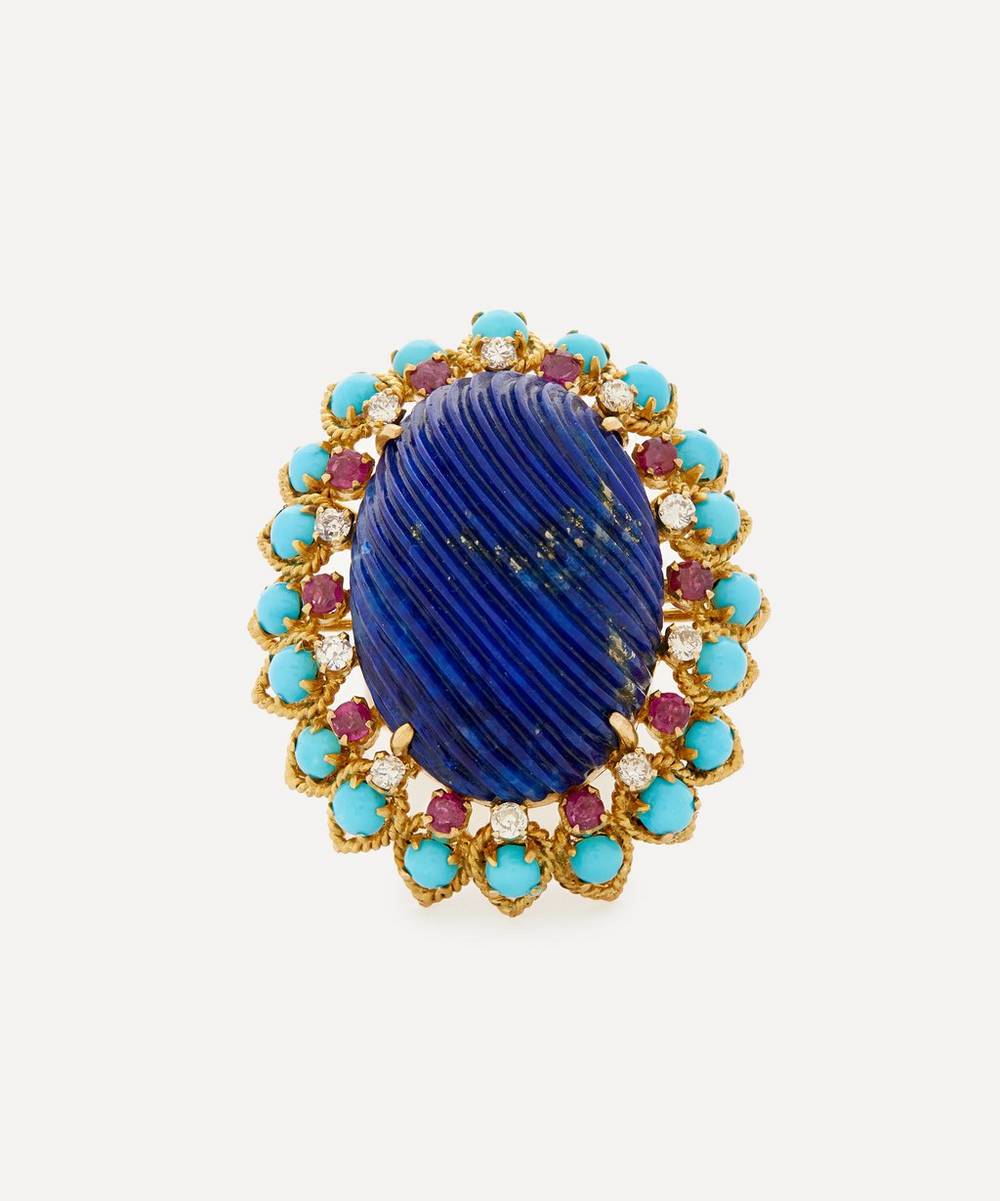 Kojis - 14ct Gold 1960s Lapis Lazuli Turquoise Cocktail Ring