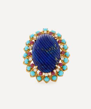 14ct Gold 1960s Lapis Lazuli Turquoise Cocktail Ring