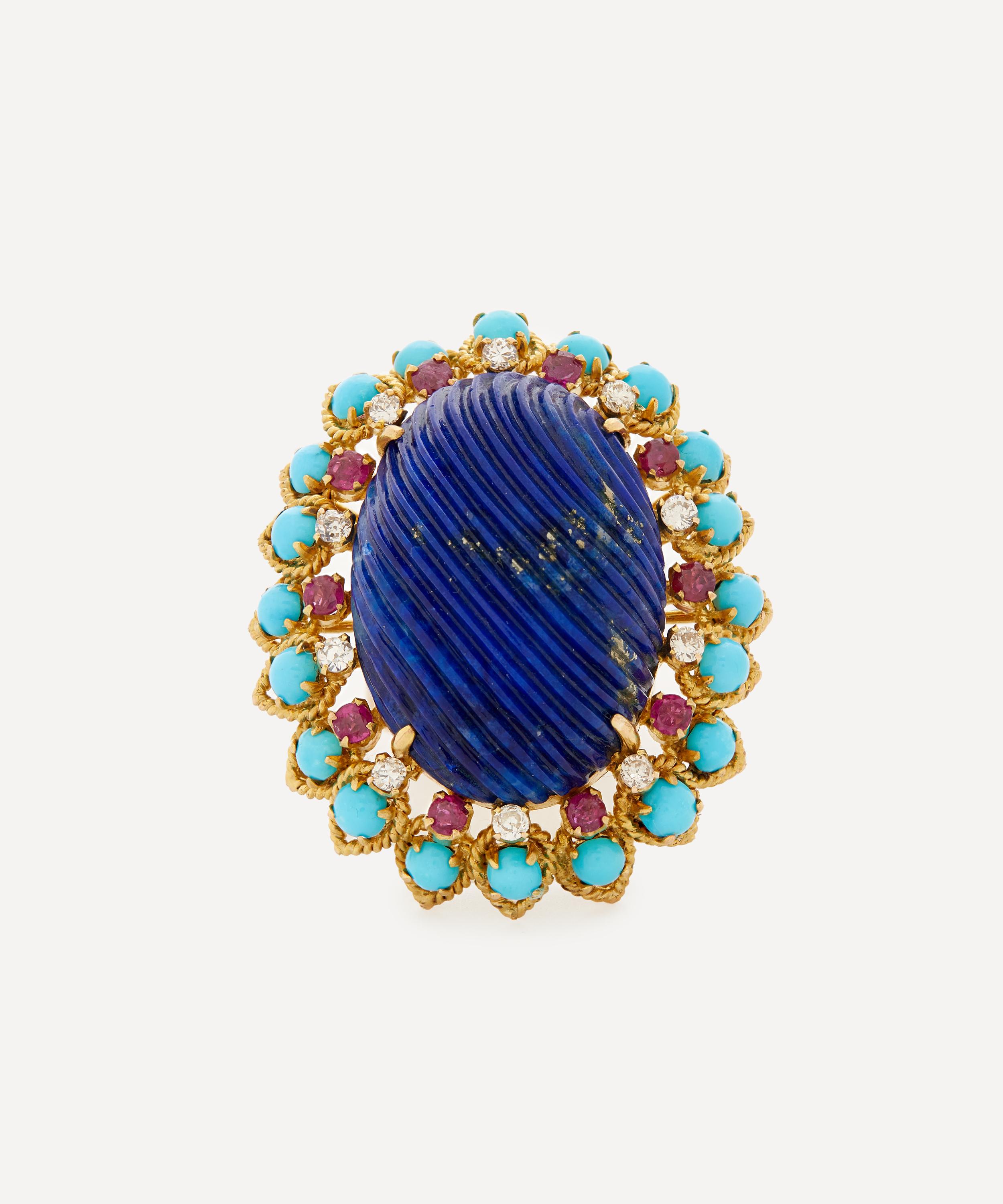 Kojis - 14ct Gold 1960s Lapis Lazuli Turquoise Cocktail Ring image number 0